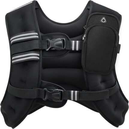 weighted vest, 30lb weight vest with reflective stripe for workout, strength training, running, fitness, muscle building, weight loss, weightlifting